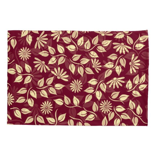 シックフローラ自然パステルイエローパターンブルゴーニュ 枕カバー (裏面-左)