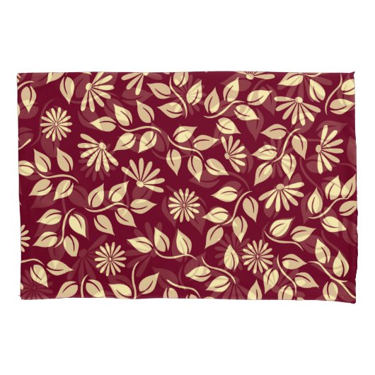 シックフローラ自然パステルイエローパターンブルゴーニュ 枕カバー (正面左)