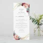 シックフローラ赤面ブルゴーニュ金ゴールドウェディングレセプション メニュー (スタンド正面)