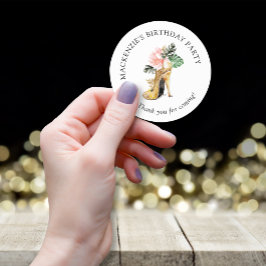 シックフローラ金ゴールドハイヒールシューズ誕生日有難う ラウンドシール