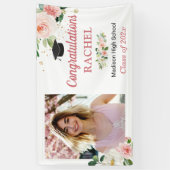 シックフローラ金ゴールド卒業お祝い写真 横断幕 (縦)