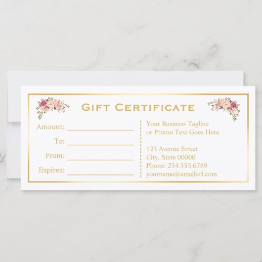 シックフローラ金ゴールド美しいサロンギフト券