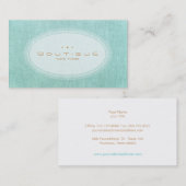 シックブティックシンプルターコイズブルーリネンルック 名刺 (正面/裏面)