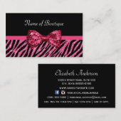 シックブティックピンクゼブラプリントグリッフェイクツボウ 名刺 (正面/裏面)