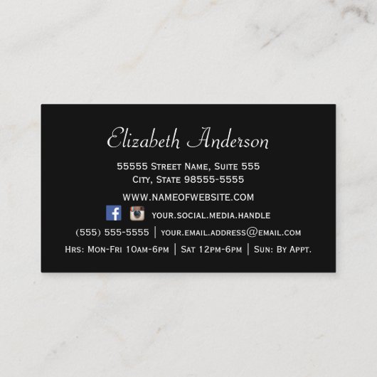 シックブティックピンクゼブラプリントグリッフェイクツボウ 名刺 (裏面)