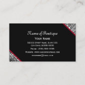 シックブティックブラックアンドホワイトペイズリーレッドリボン 名刺 (裏面)