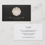 シックブティックホワイトロータスフラワーブラックフェイクリネン 名刺 (正面/裏面)