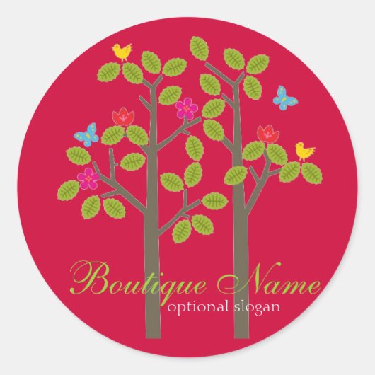 シックブティックレッドビジネス大事な行事ギフトステッカー ラウンドシール (正面)