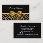 シックブティック金ゴールドゼブラプリントフェイクグリッツボウ 名刺 (正面/裏面)