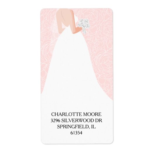 シックブライダルシャワーピンク差出人住所 ラベル (正面)