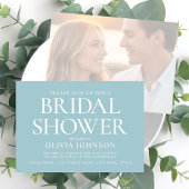 シックブライダルシャワーフォト結婚タイポグラフィのティール（緑がかった色） 招待状