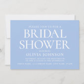 シックブライダルシャワーフォト結婚タイポグラフィズブルー 招待状 (正面)