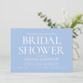 シックブライダルシャワーフォト結婚タイポグラフィズブルー 招待状 (スタンド正面)