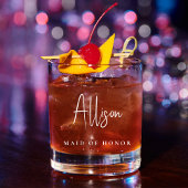 シックブライダルパーティホワイトスクリプトモノグラム結婚ズ ウイスキーグラス