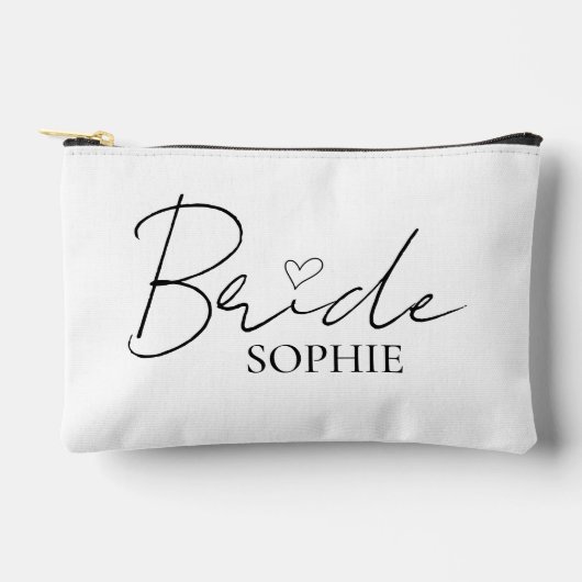 シックブライダル準備袋 | 名前パーソナライズされた付き アクセサリーポーチ (正面)