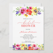 シックブライトカラフルフローラブライダルシャワー 招待状 (正面)