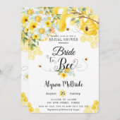 シックブライドトゥビーイエローフローラブライダルシャワー  招待状 (正面/裏面)