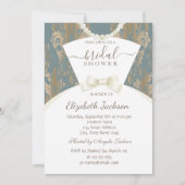 シックブライドドレスダマスクブライダルシャワー 招待状 (正面)