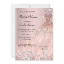 シックブライド赤面ピンクドレスダイヤモンドブライダルシャワー