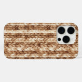 シックブラウンクリーム色の贋織ストライプ Case-Mate iPhoneケース (裏面 (横))