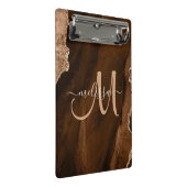 シックブラウンバラ金ゴールドグリッターアガートカスタムモノグラム ミニクリップボード (アングル)