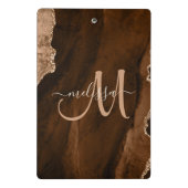 シックブラウンバラ金ゴールドグリッターアガートカスタムモノグラム ミニクリップボード (裏面)