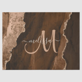 シックブラウンバラ金ゴールドグリッターアガートカスタムモノグラム 薄葉紙