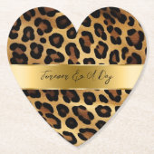 シックブラウン金ゴールドヒョウ結婚ズ ペーパーコースター (正面)