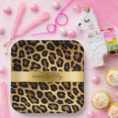 シックブラウン金ゴールドヒョウ結婚ズ ペーパープレート (パーティー)