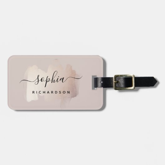 シックブラシストローク |ニュートフェイクラルバラ金ゴールドのバラ ラゲッジタグ (正面横)