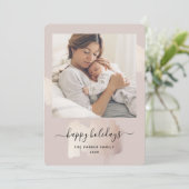 シックブラシストローク |ハッピーホリデーズフォトクリスマス シーズンカード (スタンド正面)