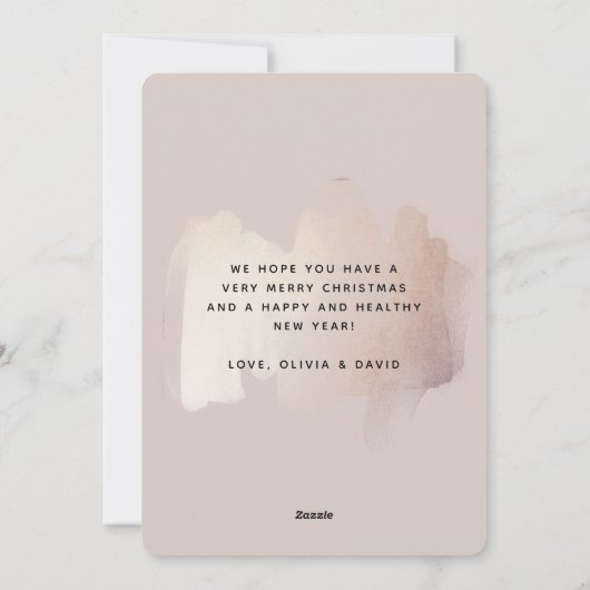 シックブラシストローク |ハッピーホリデーズフォトクリスマス シーズンカード (裏面)