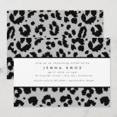 シックブラックアニマルプリントレオパードブライダルシャワー 招待状 (正面/裏面)