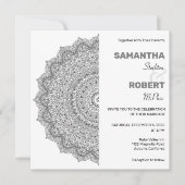 シックブラックアンドホワイトマンダラ結婚式招待状 招待状 (正面)