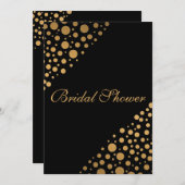 シックブラックアンド金ゴールドドットブライダルシャワー 招待状 (正面/裏面)