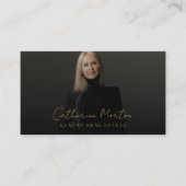 シックブラックアンド金ゴールドラグジュアリー実在エテート 名刺 (正面)