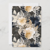 シックブラッククリームレオパードフローラ誕生日 招待状 (裏面)