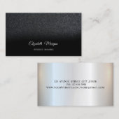 シックブラックグリッターエレガントプロフェッショナルモダン 名刺 (正面/裏面)