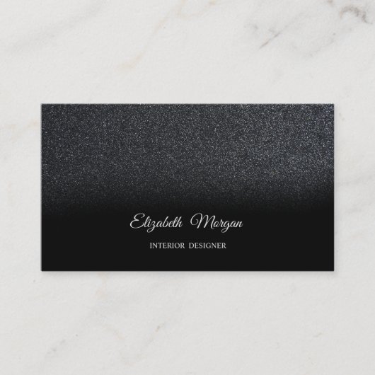 シックブラックグリッターエレガントプロフェッショナルモダン 名刺 (正面)