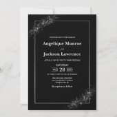 シックブラックグリッター結婚ズ 招待状 (正面)