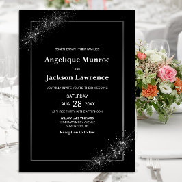 シックブラックグリッター結婚ズ 招待状