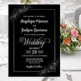 シックブラックグリッター結婚ズ 招待状