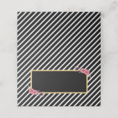 シックブラックストライプと水彩の花 プレイスカード (外部開封)