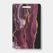 シックブラックバーガンディレッド金ゴールドグリッターアゲート写真 バッジ (Back)