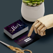 シックブラックパープルフェイク金ゴールドはさみ美容師 予約カード