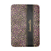 シックブラックパープル金ゴールドヒョウパーソナライズされたプリント バスマット (正面縦)