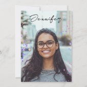 シックブラックピンクハイスクール卒業招待状 案内状 (裏面)