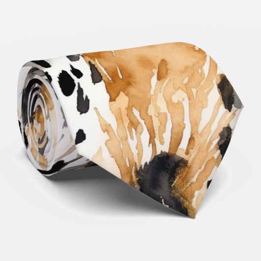 シックブラックピーチホワイトヒョウアニマルプリント ネクタイ (ロール)
