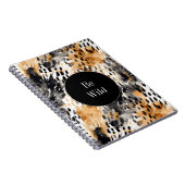 シックブラックピーチホワイトヒョウアニマルプリント ノートブック (右側)