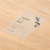 シックブラックフローラ結婚式招待状 アクリル招待状 (レイダウン)